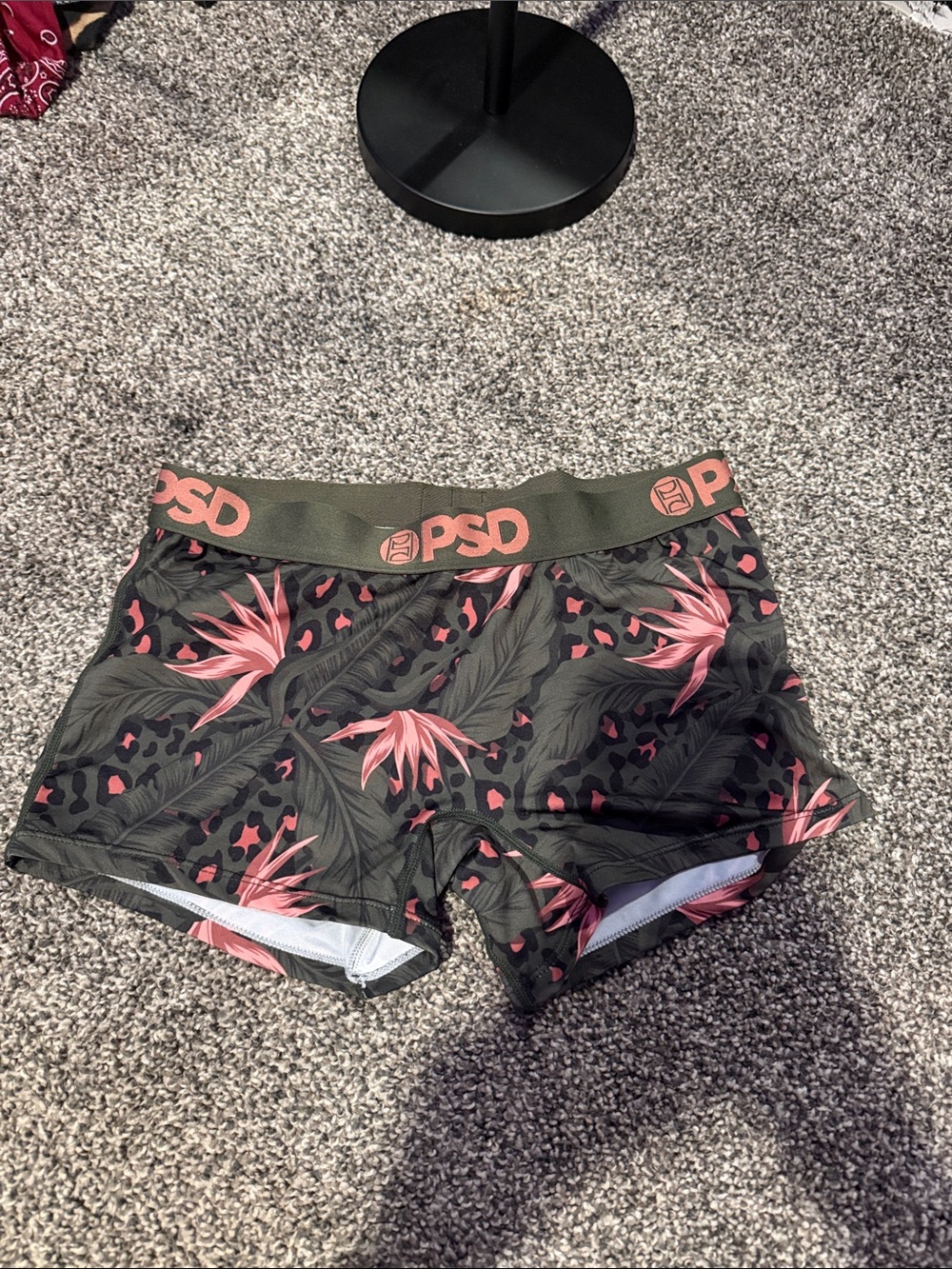 PSD Olive Green Boxer Briefs with Pink Floral Print